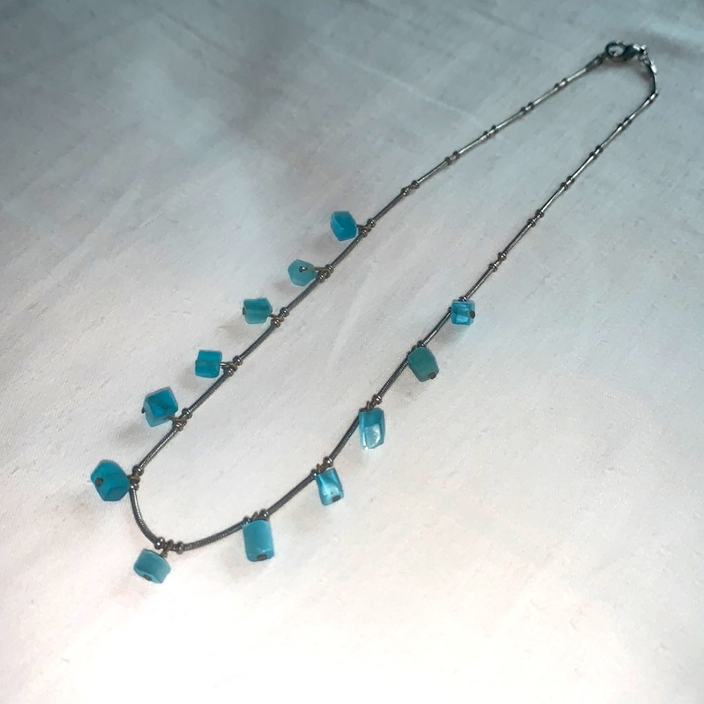 ✨$5 when purchased with an item from my closet! Blue gem stone necklace!